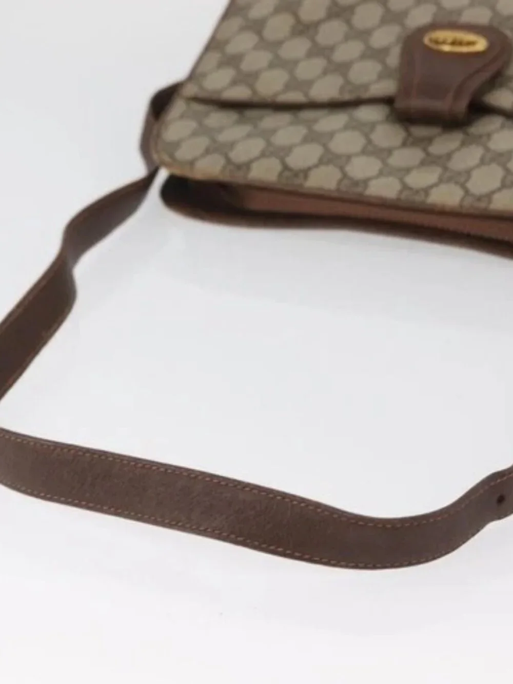 GUCCI GG Supreme Shoulder Bag PVC Beige Gold Auth SW2211